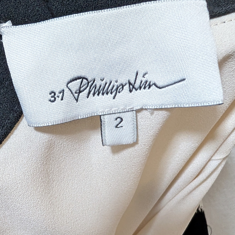 3.1 Phillip Lim Cerise Banded Tie-Waist Side Slit Black White Wrap Skirt Size 2 - Picture 4 of 5